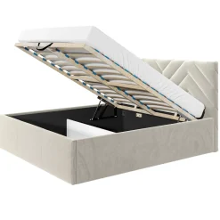 Garnero Arredamenti Letti Oversize-Letto matrimoniale oversize 180x200 cm con rete contenitore imbottito beige Polaris