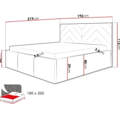 Garnero Arredamenti Letti Oversize-Letto matrimoniale oversize 180x200 cm con rete contenitore imbottito beige Polaris
