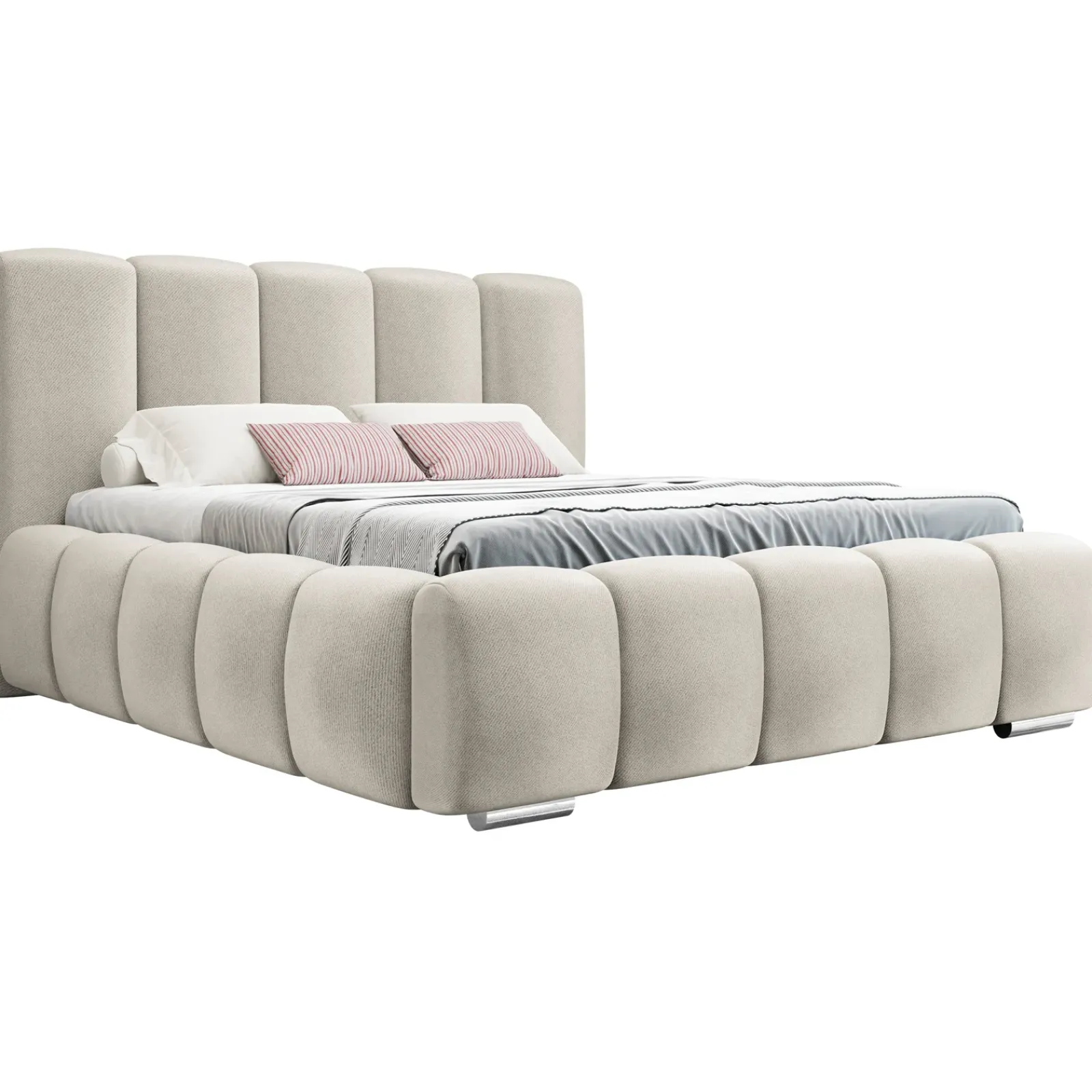 Garnero Arredamenti Letti Oversize-Letto matrimoniale oversize 180x200 cm con rete contenitore imbottito beige Cometa Tessuto Paros Beige