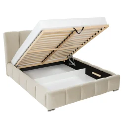 Garnero Arredamenti Letti Oversize-Letto matrimoniale oversize 180x200 cm con rete contenitore imbottito beige Cometa Tessuto Paros Beige