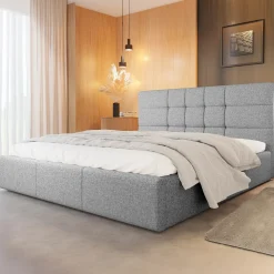 Garnero Arredamenti Letti Oversize-Letto matrimoniale oversize 180x200 cm con rete contenitore imbottito grigio chiaro Silla