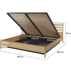 Garnero Arredamenti Letti Oversize-Letto matrimoniale oversize contenitore 180x200cm rovere Noor