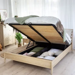 Garnero Arredamenti Letti Oversize-Letto matrimoniale oversize contenitore 180x200cm rovere Noor