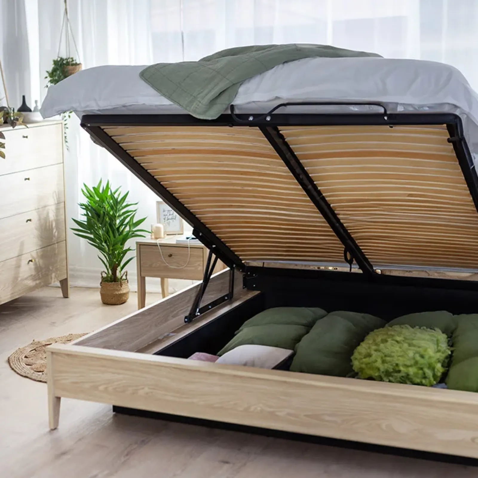 Garnero Arredamenti Letti Oversize-Letto matrimoniale oversize contenitore 180x200cm rovere Noor