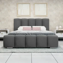 Garnero Arredamenti Letti Oversize-Letto matrimoniale oversize 180x200 cm con rete contenitore imbottito grigio scuro Cometa Tessuto Kronos Grigio Scuro