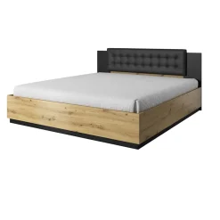 Garnero Arredamenti Letti Oversize-Letto matrimoniale oversize 180x200cm con rete contenitore nero Vulcano Rovere