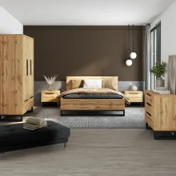 Garnero Arredamenti Letti Oversize-Letto matrimoniale oversize 180x200cm rovere metallo nero Petra