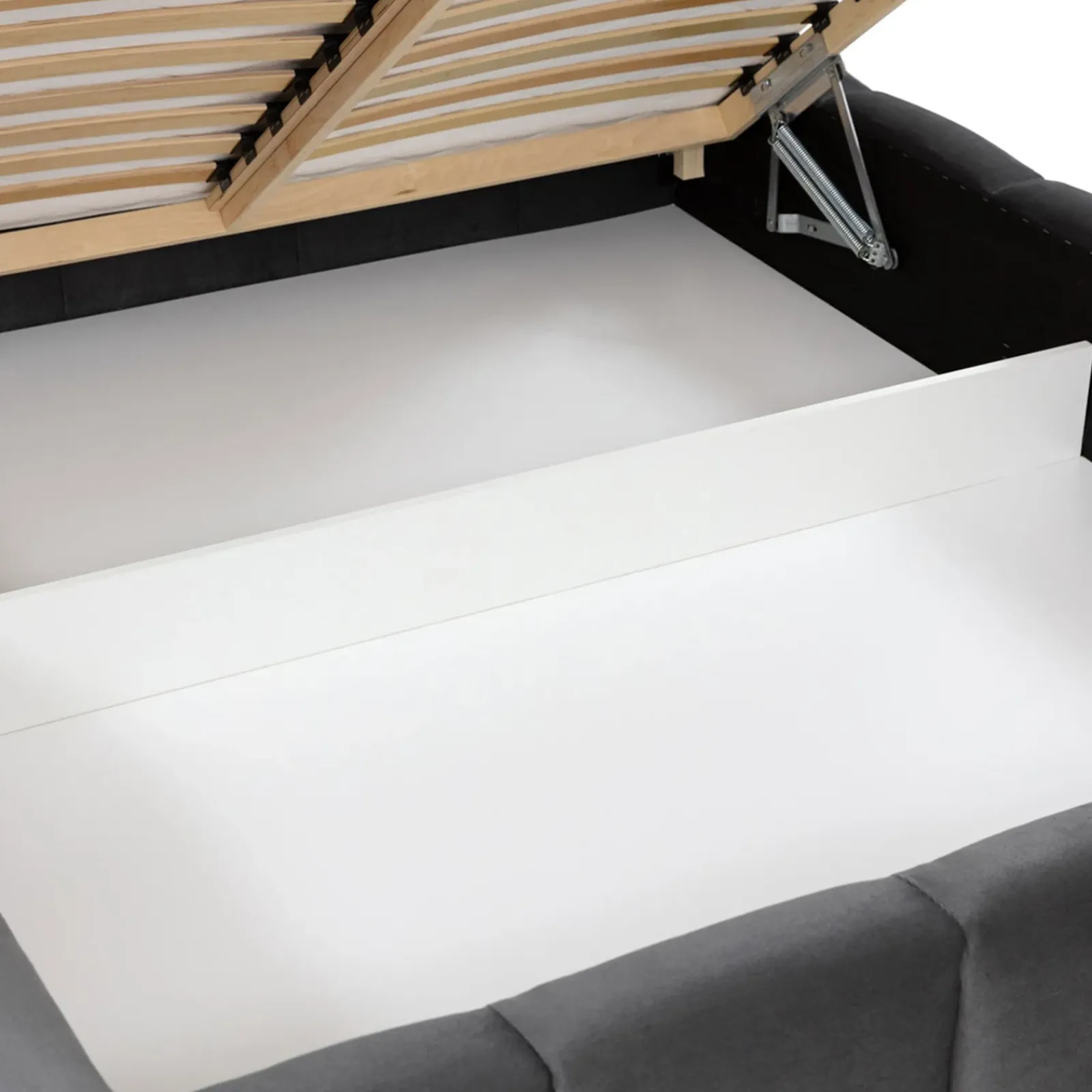 Garnero Arredamenti Letti Matrimoniali|Letti Matrimoniali-Letto matrimoniale 160x200 cm con rete contenitore imbottito grigio scuro Cometa Tessuto Kronos Grigio Scuro