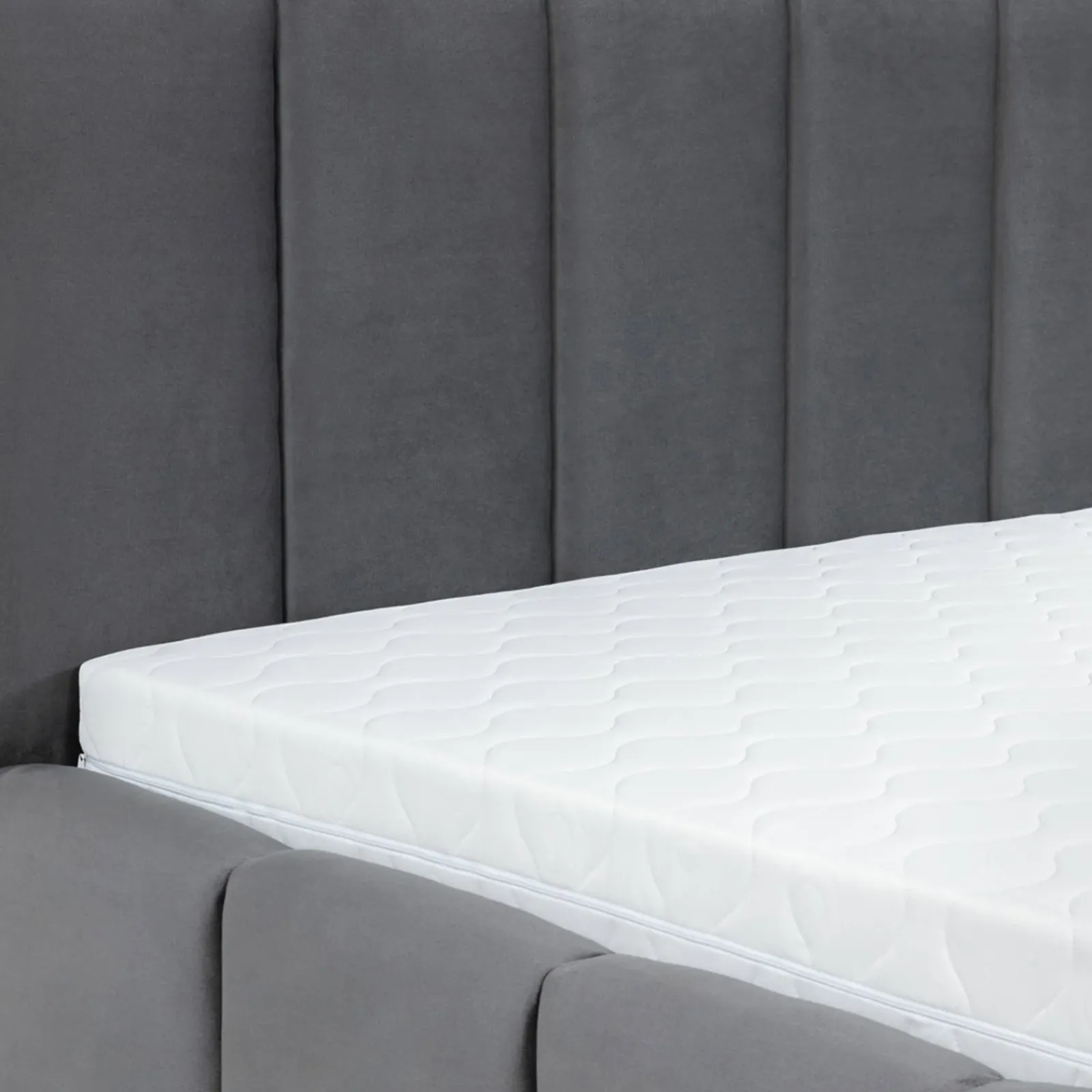 Garnero Arredamenti Letti Matrimoniali|Letti Matrimoniali-Letto matrimoniale 160x200 cm con rete contenitore imbottito grigio scuro Cometa Tessuto Kronos Grigio Scuro