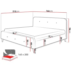 Garnero Arredamenti Letti Matrimoniali|Letti Matrimoniali-Letto matrimoniale 160x200 cm con rete a doghe imbottito grigio Dreama