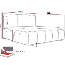 Garnero Arredamenti Letti Matrimoniali|Letti Matrimoniali-Letto matrimoniale 160x200 cm con rete contenitore imbottito beige Cometa Tessuto Paros Beige