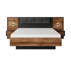 Garnero Arredamenti Letti Matrimoniali|Letti Matrimoniali-Letto matrimoniale 160x200cm contenitore quercia nero Smooty