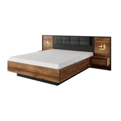 Garnero Arredamenti Letti Matrimoniali|Letti Matrimoniali-Letto matrimoniale 160x200cm contenitore quercia nero Smooty