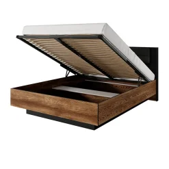 Garnero Arredamenti Letti Matrimoniali|Letti Matrimoniali-Letto matrimoniale 160x200cm contenitore quercia nero Smooty