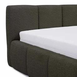 Garnero Arredamenti Letti Matrimoniali|Letti Matrimoniali-Letto matrimoniale 160x200cm con rete contenitore imbottito tessuto bouclé nero Aluna Tessuto Abriamo Nero