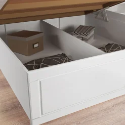 Garnero Arredamenti Letti Matrimoniali|Letti Matrimoniali-Letto matrimoniale 160x200cm con 2 comodini stile classico bianco opaco Friuli