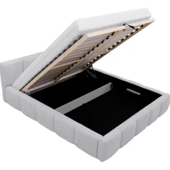 Garnero Arredamenti Letti Matrimoniali|Letti Matrimoniali-Letto matrimoniale 160x200cm con rete contenitore imbottito tessuto bouclé bianco Aluna Tessuto Abriamo Bianco