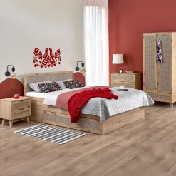 Garnero Arredamenti Letti Matrimoniali|Letti Matrimoniali-Letto matrimoniale 160x200cm con cassetti contenitore moderno rovere Sombra