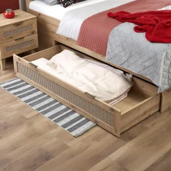 Garnero Arredamenti Letti Matrimoniali|Letti Matrimoniali-Letto matrimoniale 160x200cm con cassetti contenitore moderno rovere Sombra