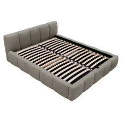 Garnero Arredamenti Letti Matrimoniali|Letti Matrimoniali-Letto matrimoniale 160x200cm con rete contenitore imbottito tessuto bouclé grigio Aluna Tessuto Abriamo Grigio