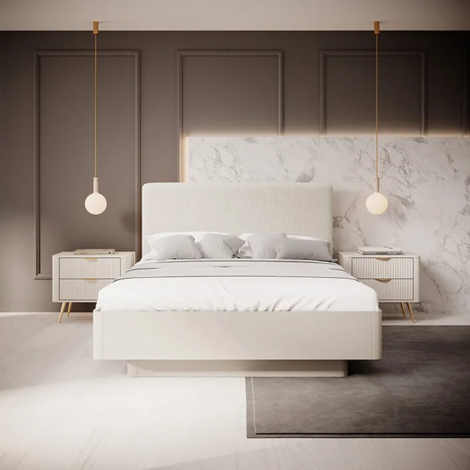 Garnero Arredamenti Letti Matrimoniali|Letti Matrimoniali-Letto matrimoniale 160x200cm contenitore beige Ramis