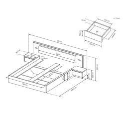 Garnero Arredamenti Letti Matrimoniali|Letti Matrimoniali-Letto matrimoniale 160x200cm con comodini bianco rovere Sweet
