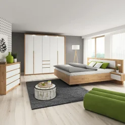 Garnero Arredamenti Letti Matrimoniali|Letti Matrimoniali-Letto matrimoniale 160x200cm con comodini bianco rovere Sweet