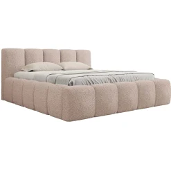 Garnero Arredamenti Letti Matrimoniali|Letti Matrimoniali-Letto matrimoniale 160x200cm con rete contenitore imbottito tessuto bouclé rosa Aluna Tessuto Abriamo Rosa