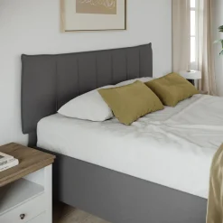 Garnero Arredamenti Letti Matrimoniali|Letti Matrimoniali-Letto matrimoniale 160x195cm con contenitore imbottito antracite Auden