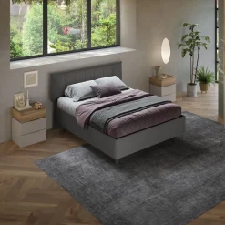 Garnero Arredamenti Letti Matrimoniali|Letti Matrimoniali-Letto matrimoniale 160x195cm con contenitore imbottito antracite Auden