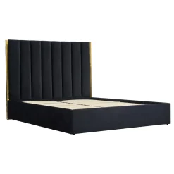 Garnero Arredamenti Letti Matrimoniali|Letti Matrimoniali-Letto matrimoniale 160x200cm con rete contenitore nero oro Esther Nero Opaco