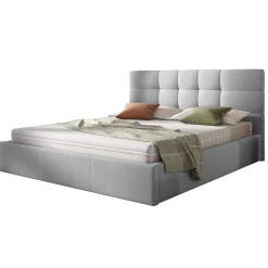 Garnero Arredamenti Letti Matrimoniali|Letti Matrimoniali-Letto matrimoniale 160x200cm contenitore imbottito grigio chiaro Silla