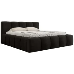 Garnero Arredamenti Letti Matrimoniali|Letti Matrimoniali-Letto matrimoniale 160x200cm con rete contenitore imbottito nero Aluna Tessuto Kronos Nero