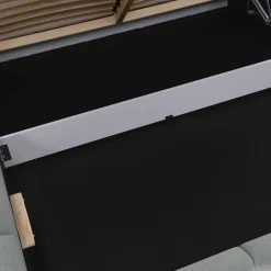 Garnero Arredamenti Letti Matrimoniali|Letti Matrimoniali-Letto matrimoniale 160x200cm con rete contenitore imbottito azzurro grigio Aluna Tessuto Paros Azzurro Grigio