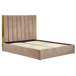 Garnero Arredamenti Letti Matrimoniali|Letti Matrimoniali-Letto matrimoniale 160x200cm con rete contenitore oro Esther Beige