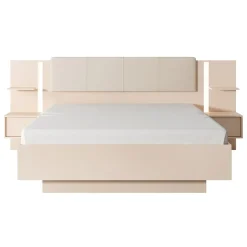 Garnero Arredamenti Letti Matrimoniali|Letti Matrimoniali-Letto matrimoniale 160x200cm contenitore con comodini beige Jolly