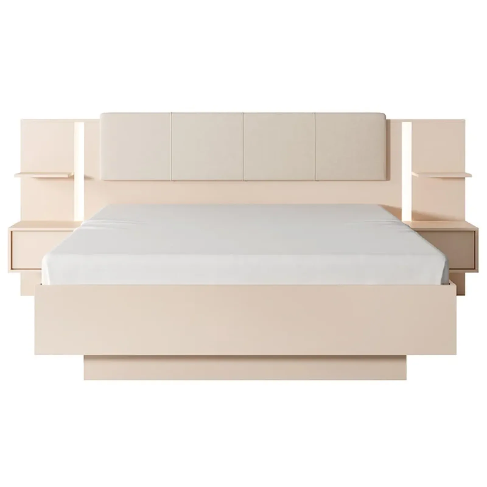 Garnero Arredamenti Letti Matrimoniali|Letti Matrimoniali-Letto matrimoniale 160x200cm contenitore con comodini beige Jolly