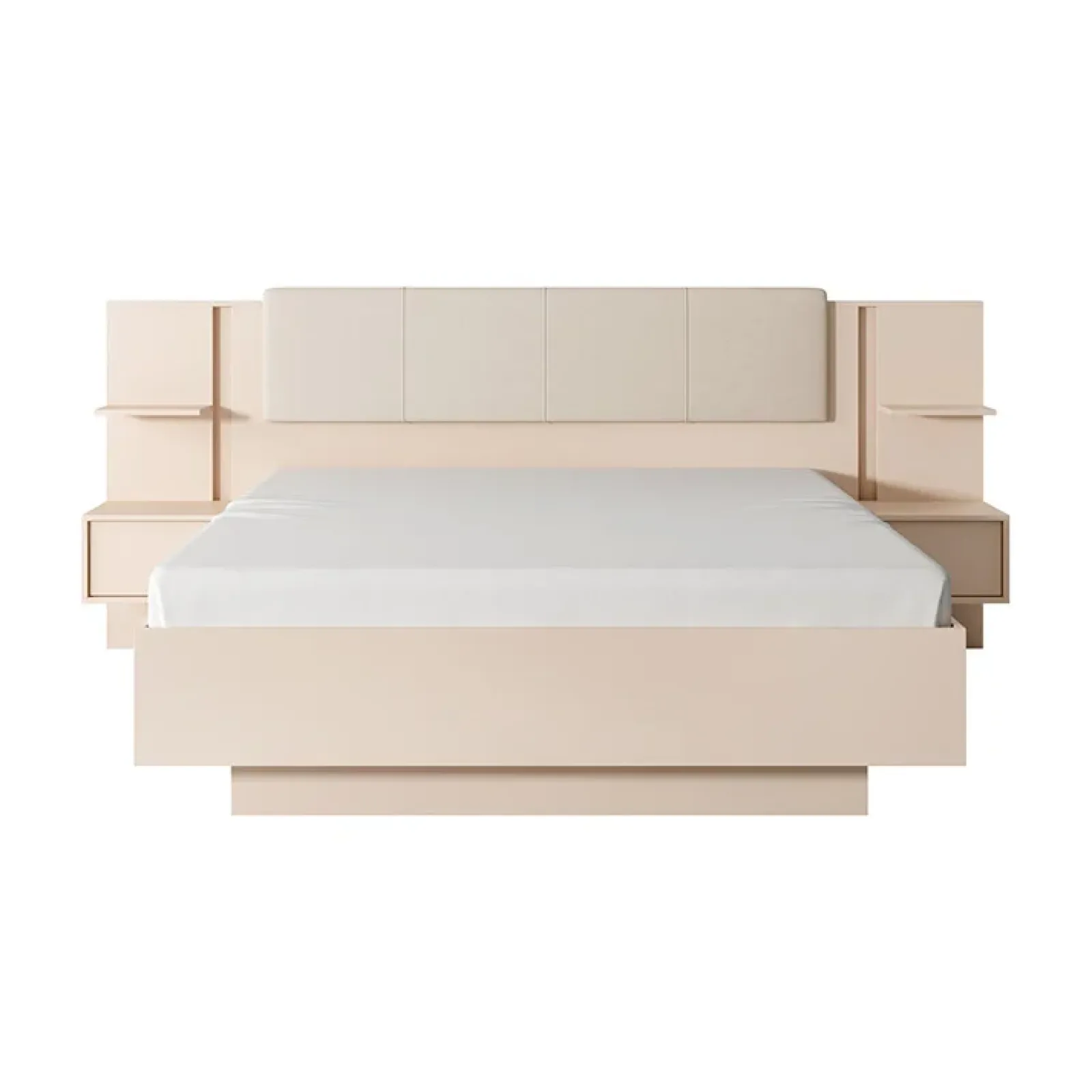 Garnero Arredamenti Letti Matrimoniali|Letti Matrimoniali-Letto matrimoniale 160x200cm contenitore con comodini beige Jolly