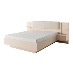 Garnero Arredamenti Letti Matrimoniali|Letti Matrimoniali-Letto matrimoniale 160x200cm contenitore con comodini beige Jolly