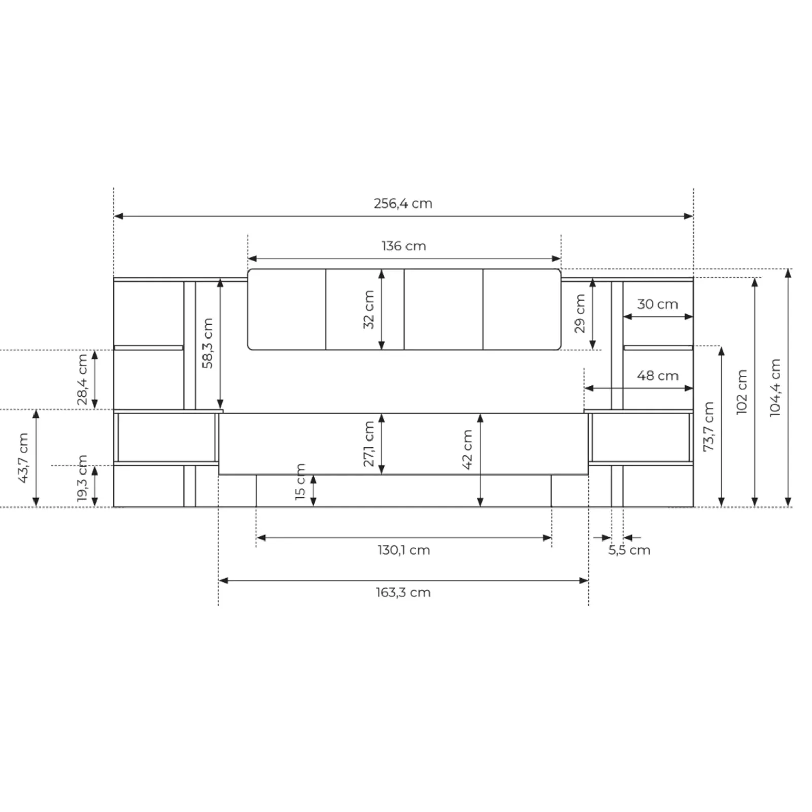 Garnero Arredamenti Letti Matrimoniali|Letti Matrimoniali-Letto matrimoniale 160x200cm contenitore con comodini beige Jolly