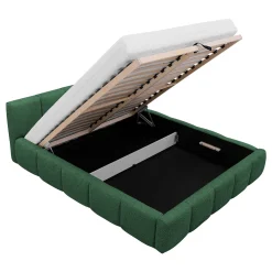 Garnero Arredamenti Letti Matrimoniali|Letti Matrimoniali-Letto matrimoniale 160x200cm con rete contenitore imbottito tessuto bouclé verde Aluna Tessuto Abriamo Verde