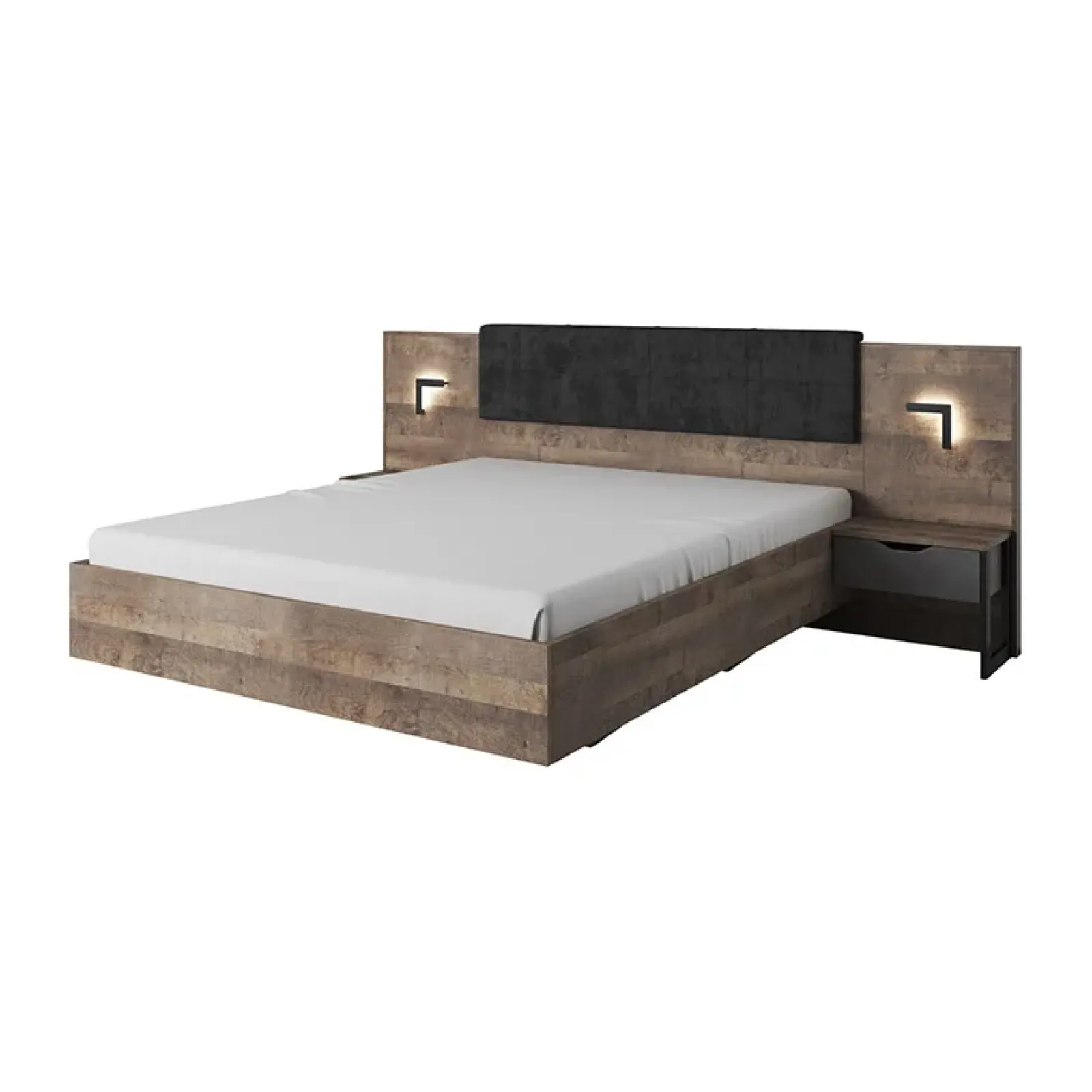 Garnero Arredamenti Letti Matrimoniali|Letti Matrimoniali-Letto matrimoniale 160x200cm grigio quercia Dable