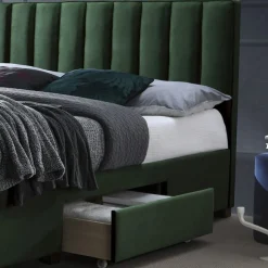 Garnero Arredamenti Letti Matrimoniali|Letti Matrimoniali-Letto matrimoniale 160x200cm imbottito con cassettoni Lux Verde