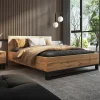Garnero Arredamenti Letti Matrimoniali|Letti Matrimoniali-Letto matrimoniale 160x200cm rovere metallo nero industrial Petra