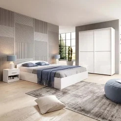 Garnero Arredamenti Letti Matrimoniali|Letti Matrimoniali-Letto matrimoniale 160x200cm standard Roma-Sorrento Bianco Lucido