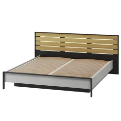 Garnero Arredamenti Letti Oversize-Letto oversize contenitore 180x200cm con LED e presa USB-C grigio nero rovere Luna