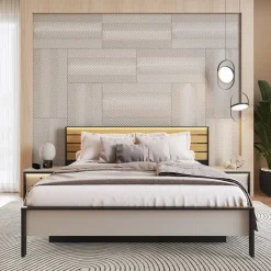 Garnero Arredamenti Letti Oversize-Letto oversize contenitore 180x200cm con LED e presa USB-C grigio nero rovere Luna