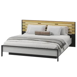 Garnero Arredamenti Letti Oversize-Letto oversize contenitore 180x200cm con LED e presa USB-C grigio nero rovere Luna