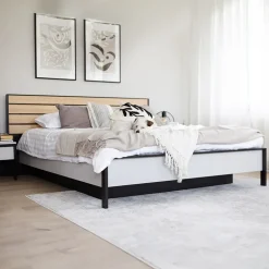 Garnero Arredamenti Letti Oversize-Letto oversize contenitore 180x200cm con LED e presa USB-C grigio nero rovere Luna