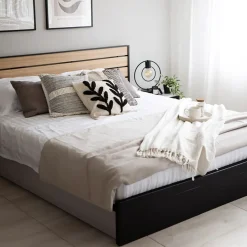 Garnero Arredamenti Letti Oversize-Letto oversize contenitore 180x200cm con LED e presa USB-C grigio nero rovere Luna